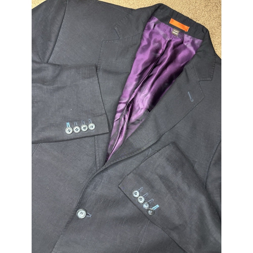 Boden Men's Blue Linen & Silk Blend Suit Jacket Blazer Size 42L Long